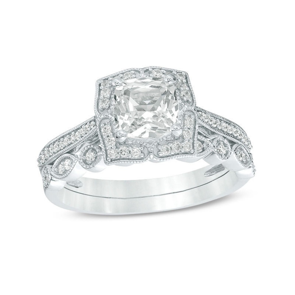 Elegant Silver Women's Engagement Ring Set